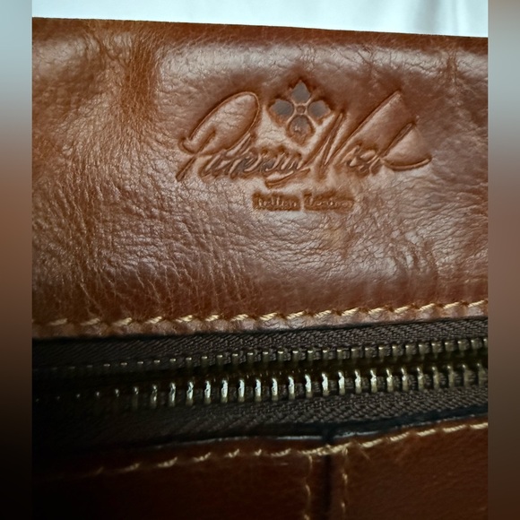 Patricia Nash Stamped Brown Leather Crossbody Purse - Picture 4 of 12
